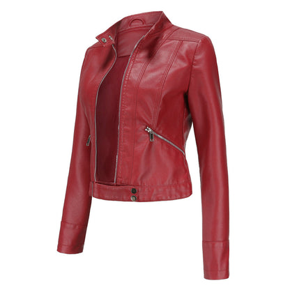 Theresa | Damen Lederjacke mit Stehkragen und Reißverschluss