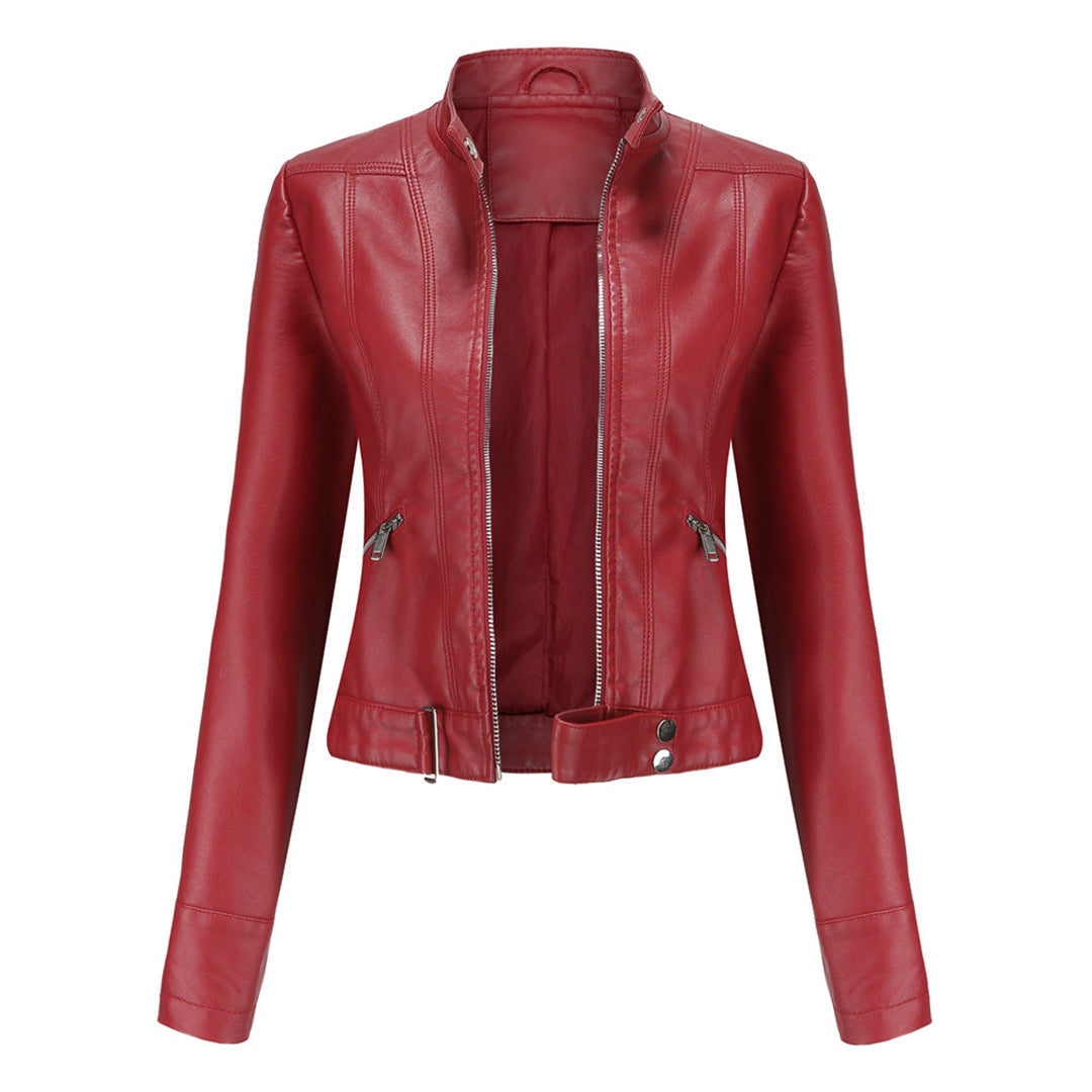 Theresa | Damen Lederjacke mit Stehkragen und Reißverschluss