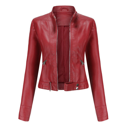 Theresa | Damen Lederjacke mit Stehkragen und Reißverschluss