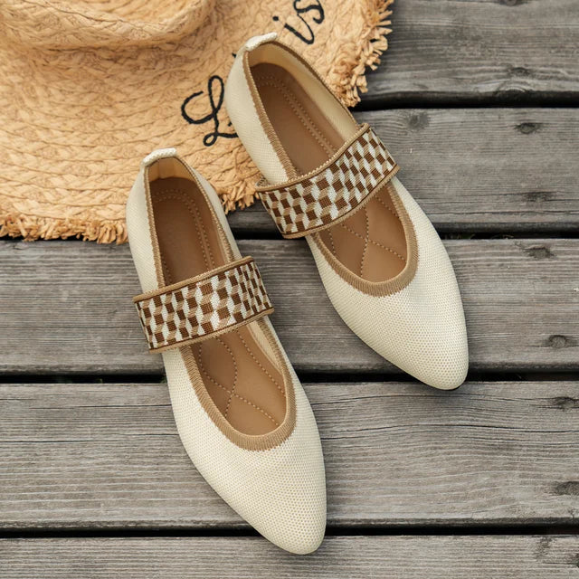 Amara | Ballerina Schuhe mit Geflochtenem Riemen und Geschlossener Spitze