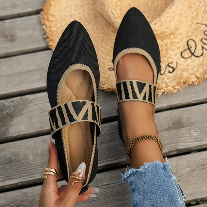 Amara | Ballerina Schuhe mit Geflochtenem Riemen und Geschlossener Spitze