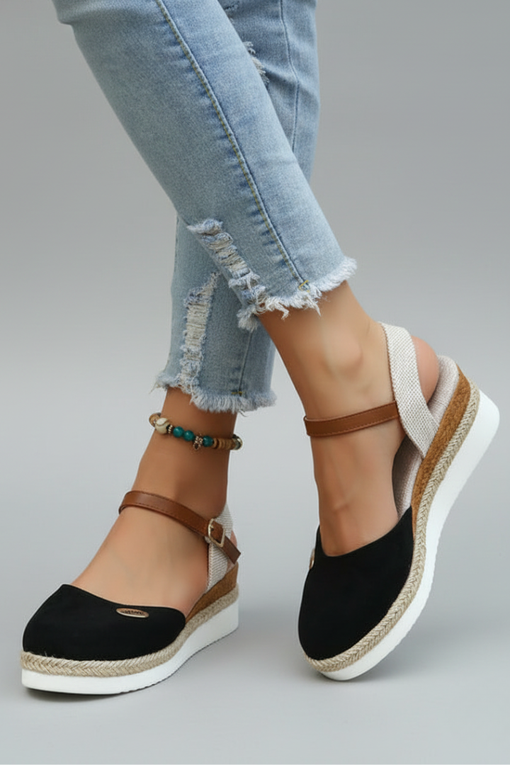 Lirvex | Sandali espadrillas da donna con punta chiusa e cinturino al tallone