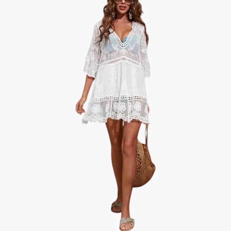 Ilse | Damen Strandkleid mit Spitze und lockerer Passform