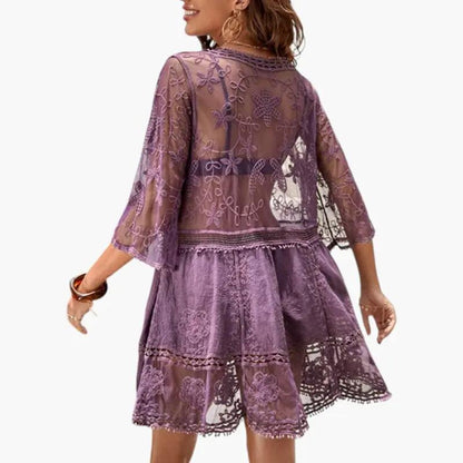 Ilse | Damen Strandkleid mit Spitze und lockerer Passform