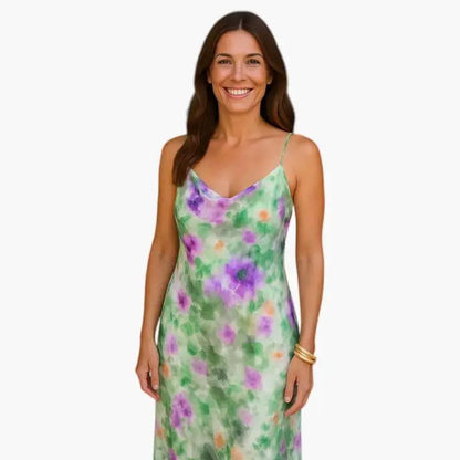 Elfriede | Damen Maxikleid mit abnehmbaren Ärmeln und Schal