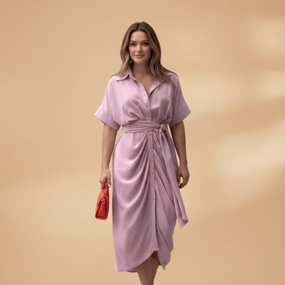 Saskia | Damen Midikleid mit Muster und Bindegürtel