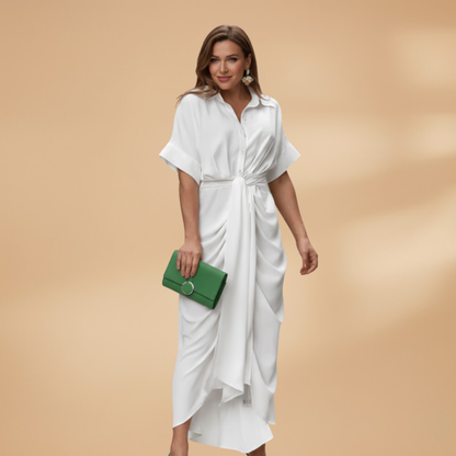 Saskia | Damen Midikleid mit Muster und Bindegürtel
