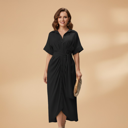 Saskia | Damen Midikleid mit Muster und Bindegürtel