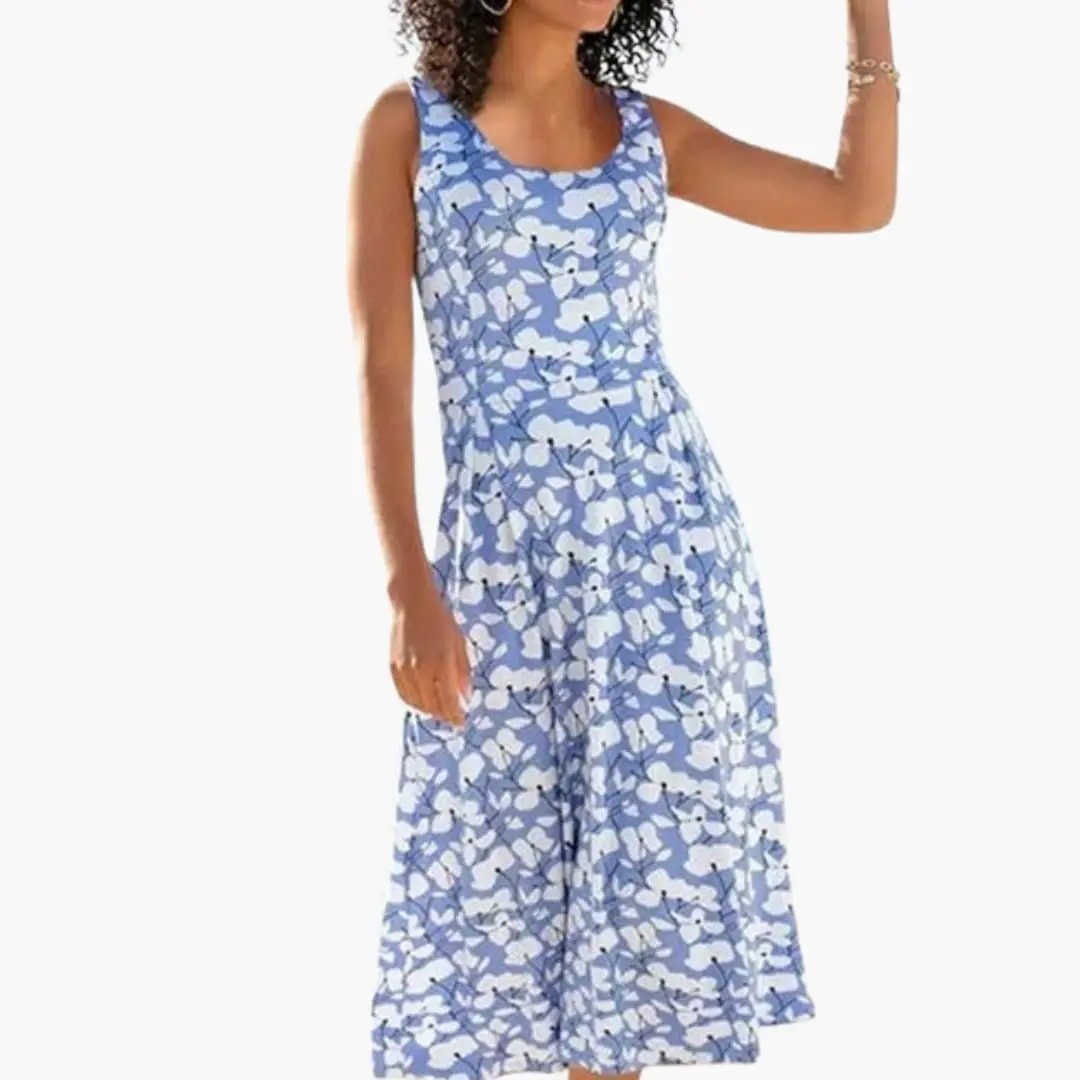Gisela | Damen Kleid mit Rundhals und floralem Muster
