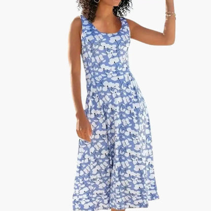 Gisela | Damen Kleid mit Rundhals und floralem Muster