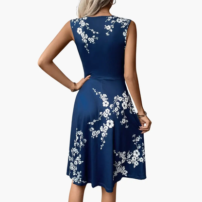 Heike | Damen Midikleid mit V Ausschnitt und ärmellosem Schnitt