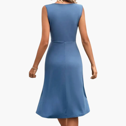 Heike | Damen Midikleid mit V Ausschnitt und ärmellosem Schnitt