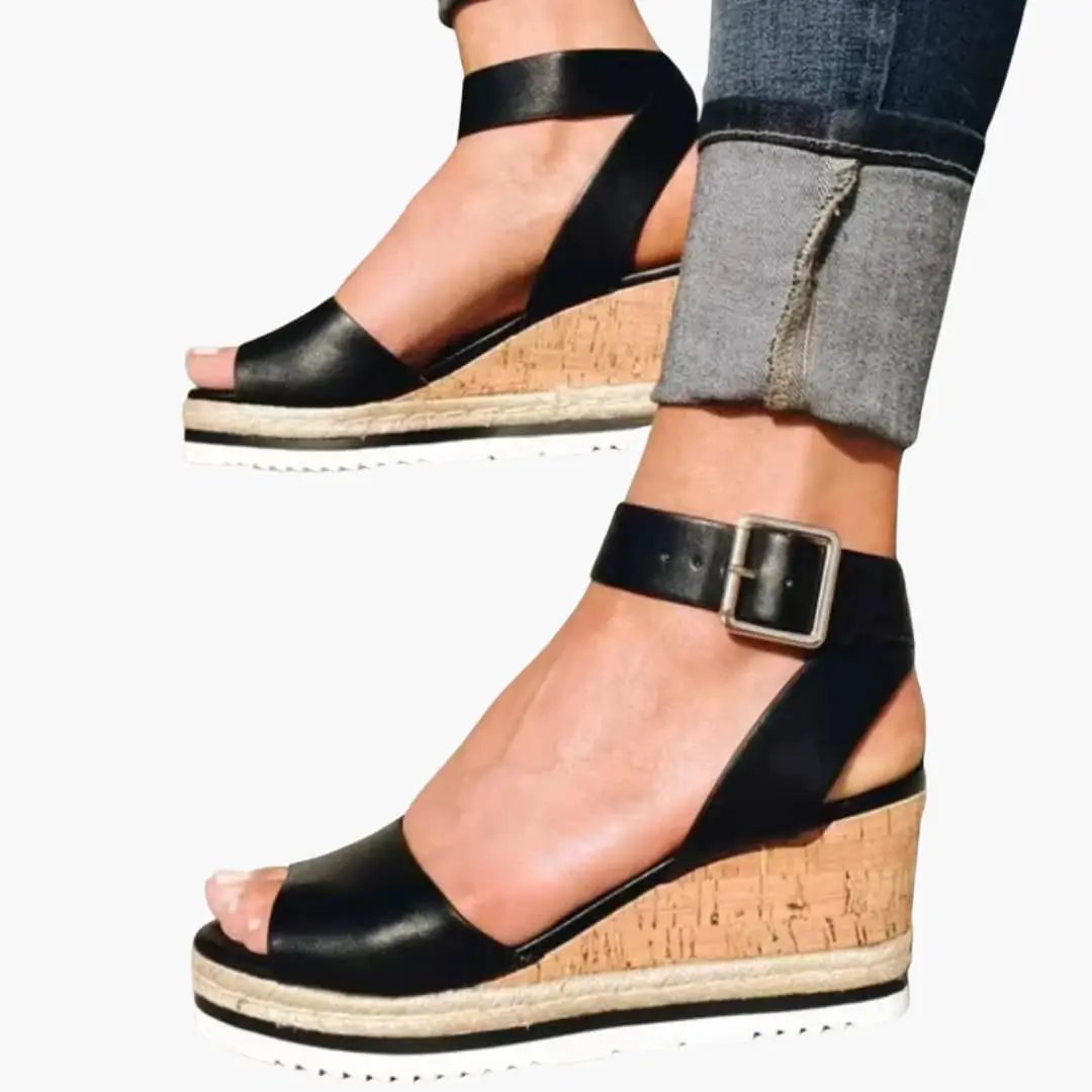 Jutta| Women's Wedge Sandals with Padded Sole and Straps