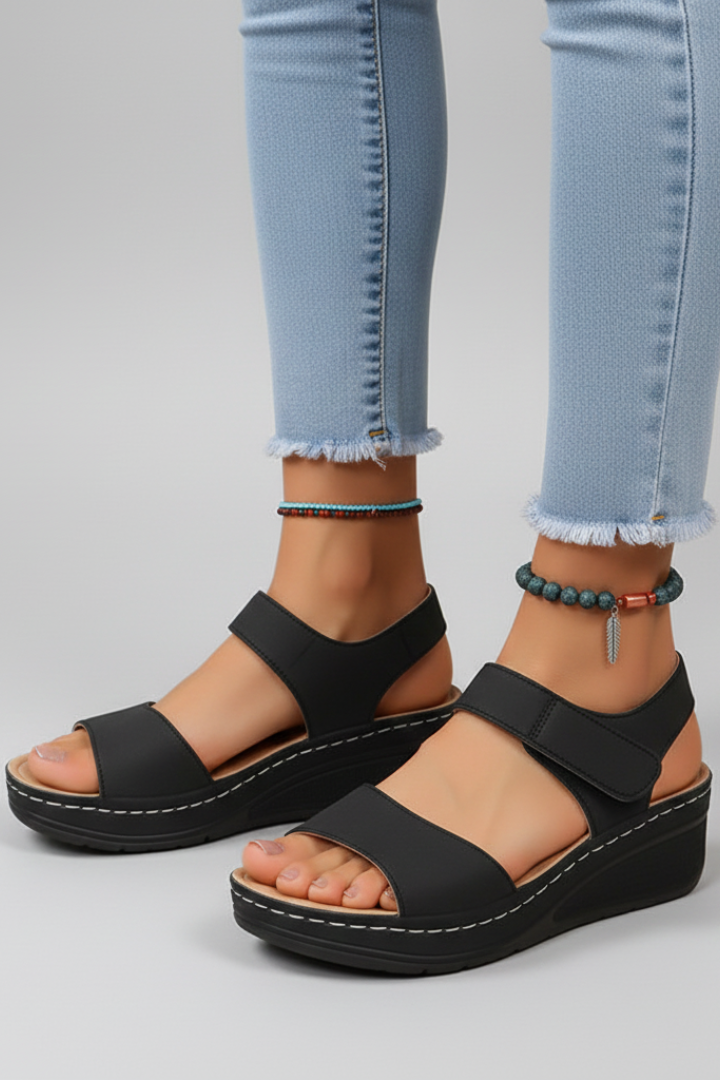 Lena | Women's Wedge Sandals with Straps and Open Toe