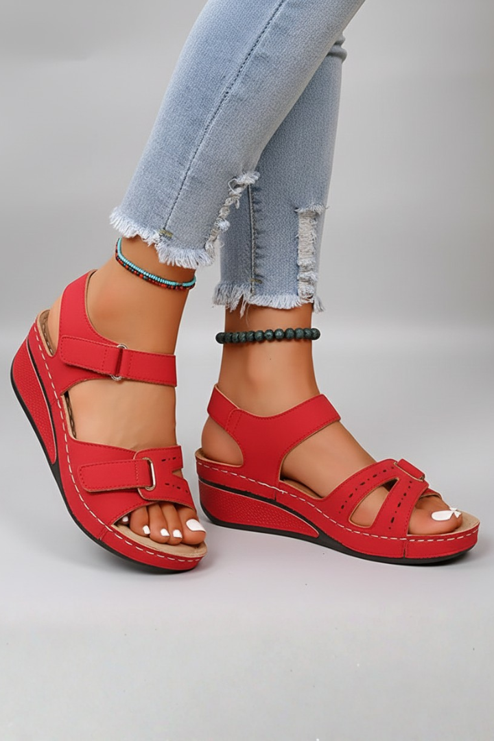 Lena | Women's Wedge Sandals with Straps and Open Toe