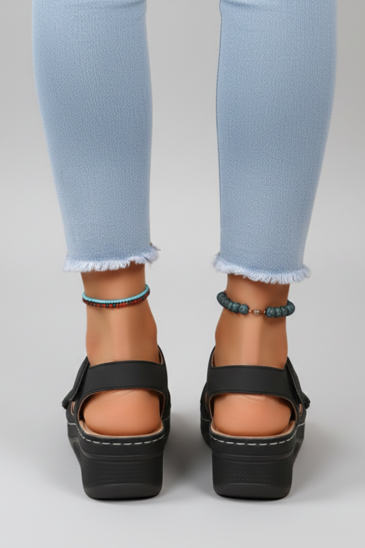 Lena | Women's Wedge Sandals with Straps and Open Toe