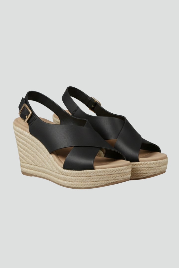 Lorvex | Women's Wedge Sandals with Crisscross and Ankle Straps