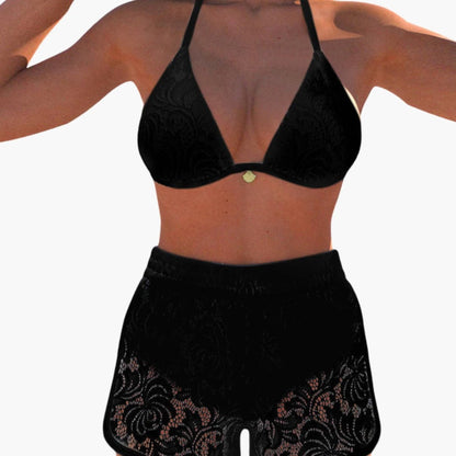 Marlies | Damen Bikini Set mit Spitze und Bindeband Shorts