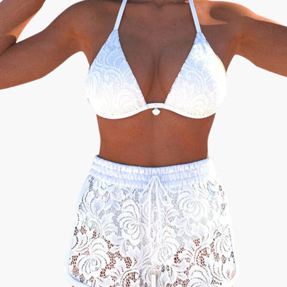Marlies | Damen Bikini Set mit Spitze und Bindeband Shorts