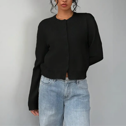 Elina | Short Cardigan with Button Placket and Round Neckline