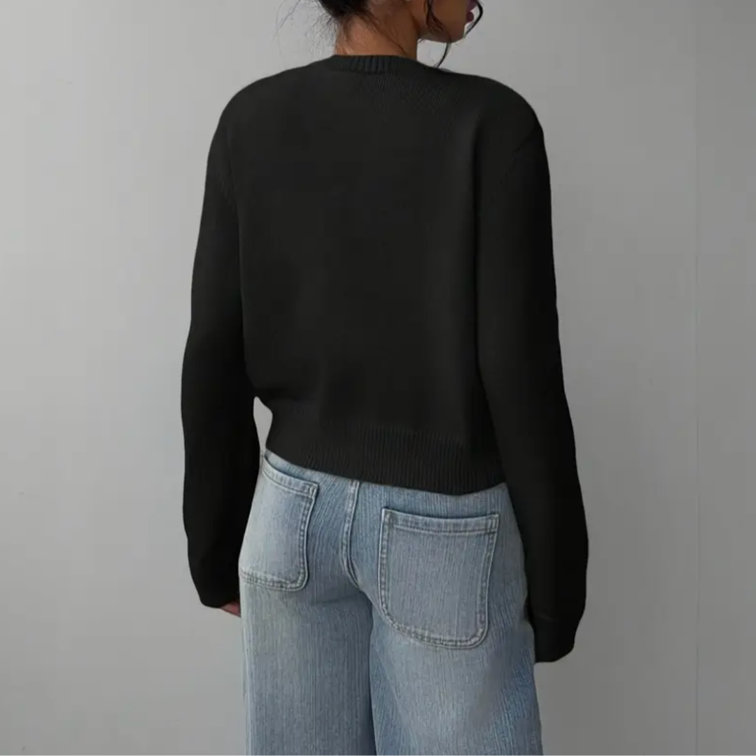 Elina | Short Cardigan with Button Placket and Round Neckline
