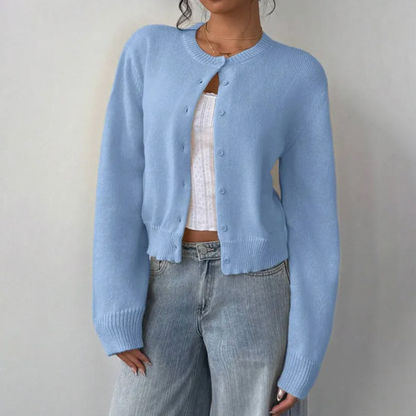 Elina | Short Cardigan with Button Placket and Round Neckline