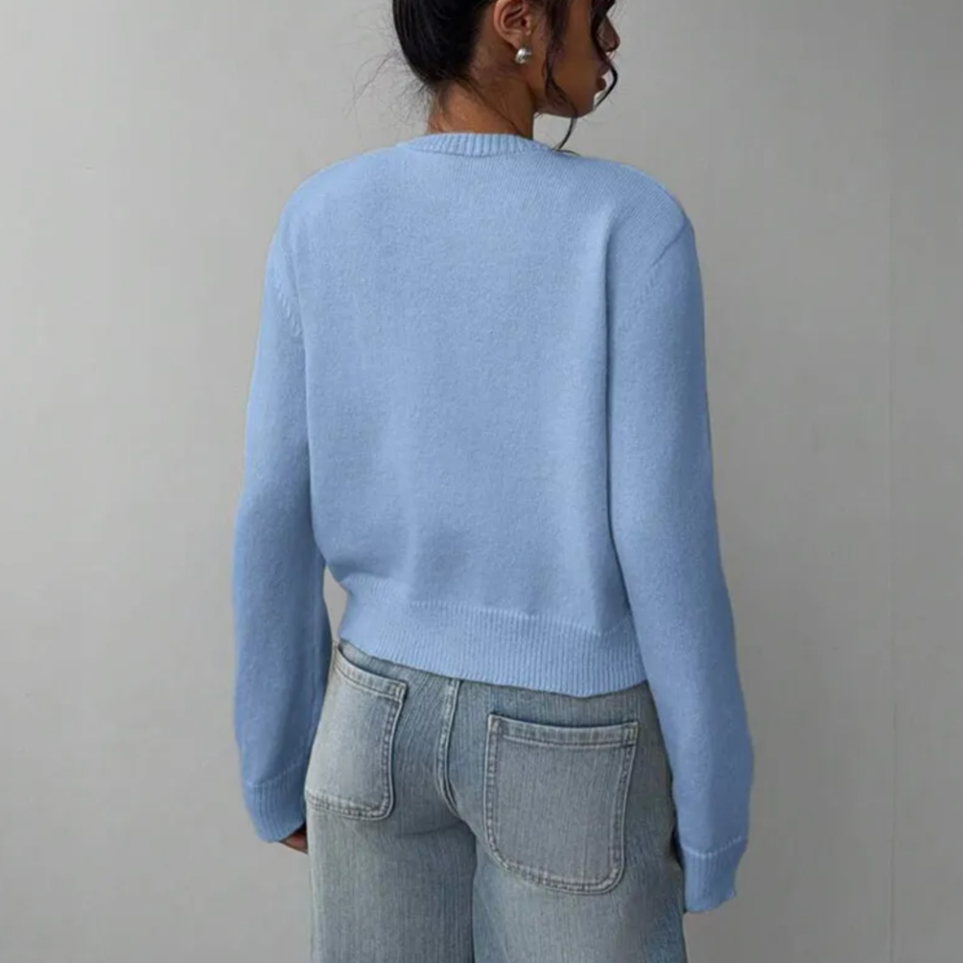 Elina | Short Cardigan with Button Placket and Round Neckline