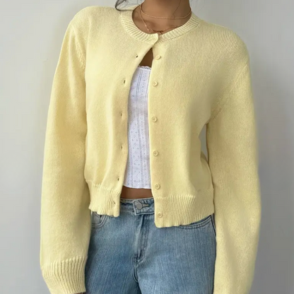 Elina | Short Cardigan with Button Placket and Round Neckline