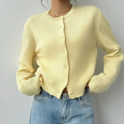 Elina | Short Cardigan with Button Placket and Round Neckline