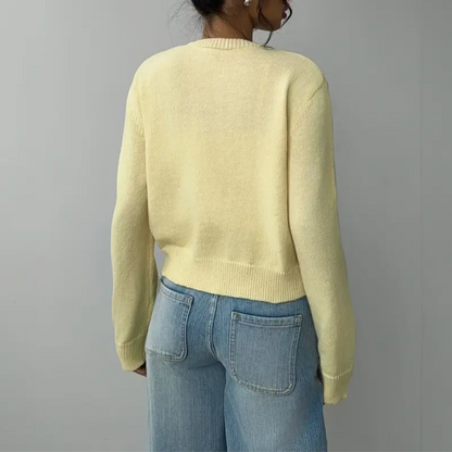 Elina | Short Cardigan with Button Placket and Round Neckline