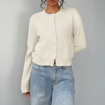 Elina | Short Cardigan with Button Placket and Round Neckline