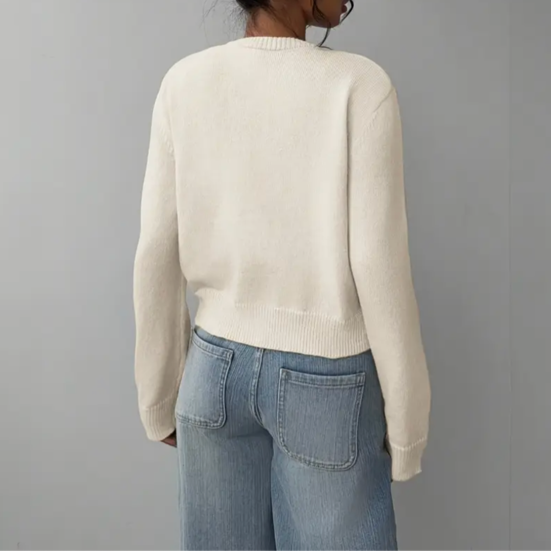 Elina | Short Cardigan with Button Placket and Round Neckline