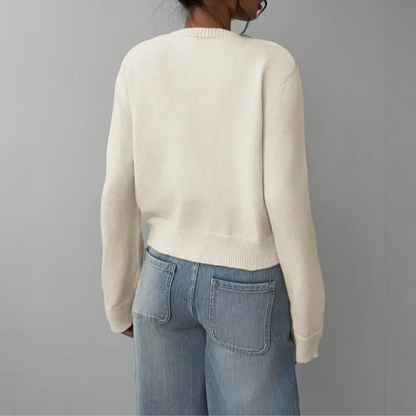Elina | Short Cardigan with Button Placket and Round Neckline