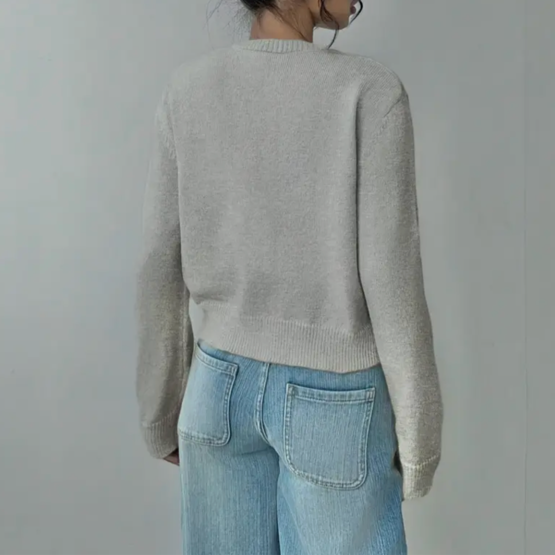 Elina | Short Cardigan with Button Placket and Round Neckline