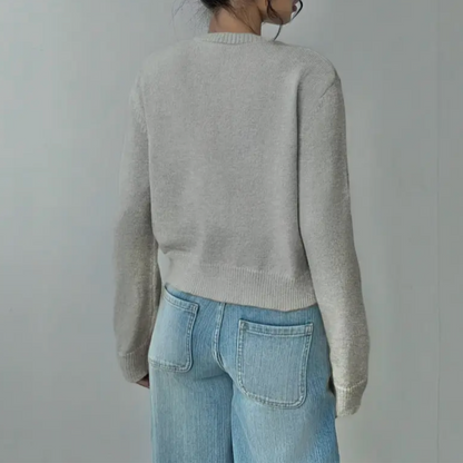 Elina | Short Cardigan with Button Placket and Round Neckline