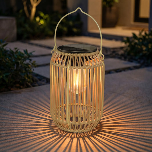 Korvik | Woven outdoor lantern with carrying handle for the garden