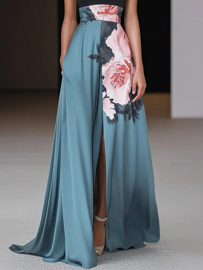 Lareva | Damen Maxikleid mit Halter Ausschnitt und A Linien Schnitt