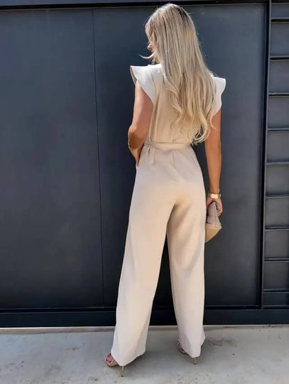 Delina | Moderner Damen-Jumpsuit mit Rüschenärmeln | figurbetonter Passform