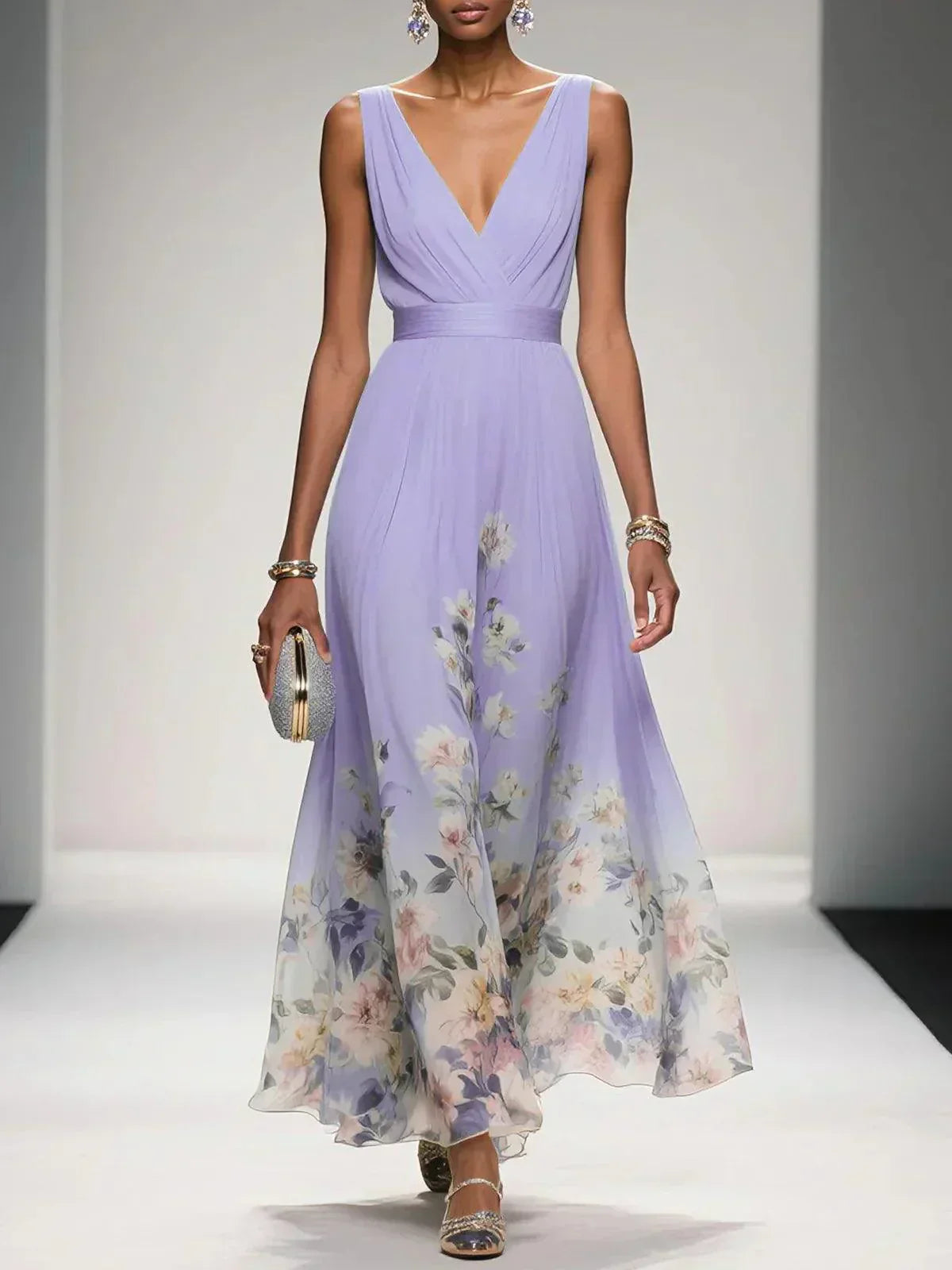 Emira | Women's Maxi Dress with Floral Print and Sleeveless Design