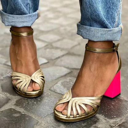 Renate | Women's sandals with block heel and ankle strap