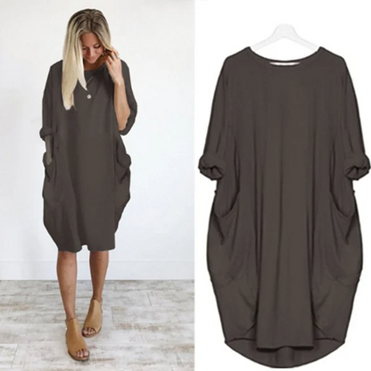 Gisla | Lässiges Damen Kleid mit Taschen und weiten Ärmeln