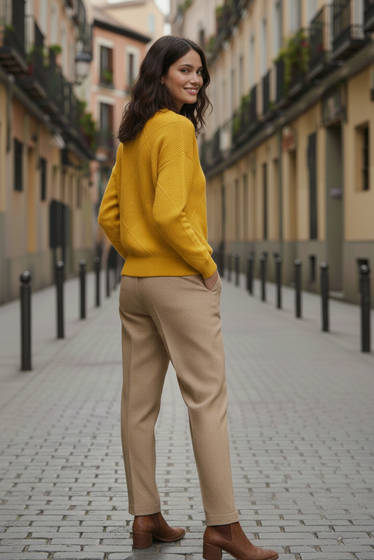 Rollkragenpullover aus Rippstrick für Damen | Lea – Honiggelb