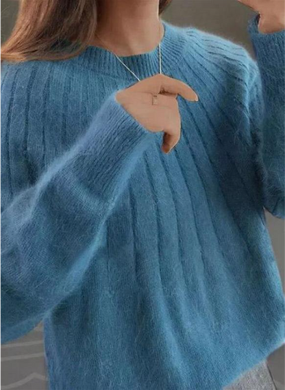 Melanie | Flauschiger Strickpullover aus Kaschmir mit Rippstruktur