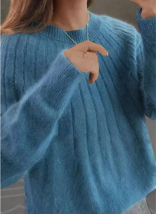 Melanie | Flauschiger Strickpullover aus Kaschmir mit Rippstruktur