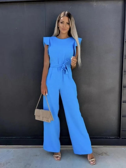 Delina | Moderner Damen-Jumpsuit mit Rüschenärmeln | figurbetonter Passform