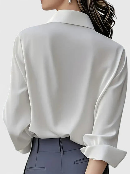 Katharina | Women's satin blouse with button placket and collar