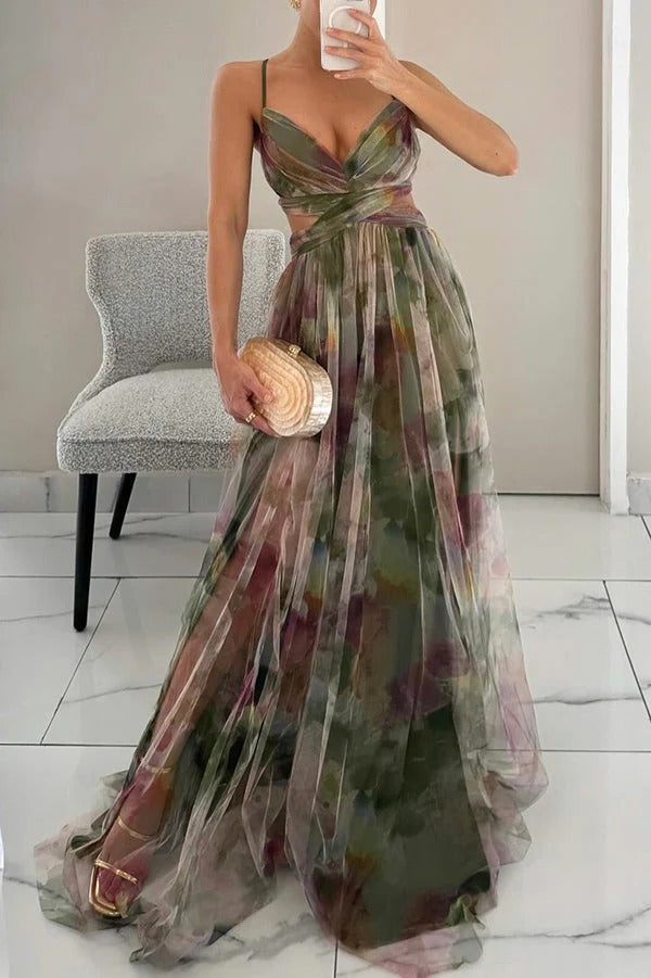 Langes Damenkleid Ella – Sommerkleid mit Blumenmuster