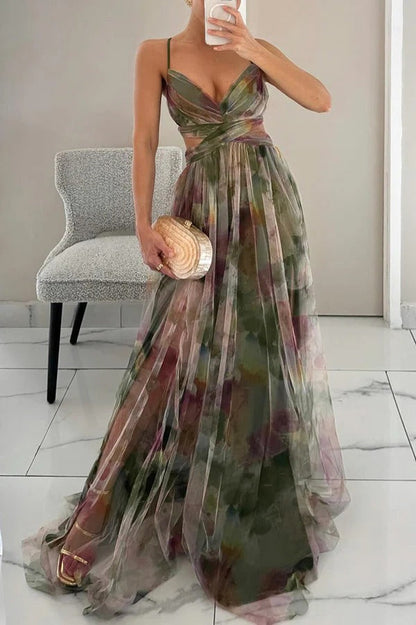 Langes Damenkleid Ella – Sommerkleid mit Blumenmuster