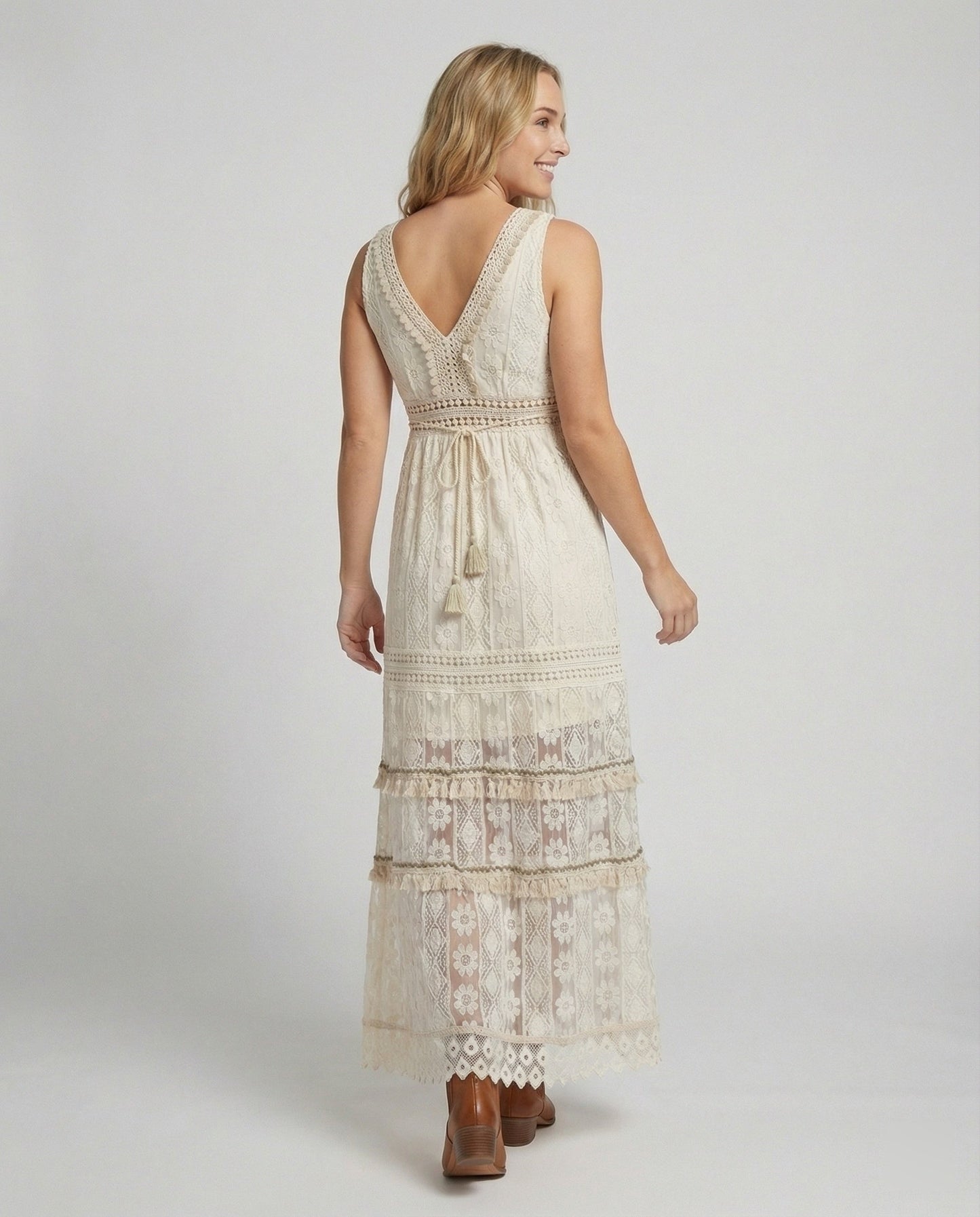Charlotte | Boho Maxikleid mit Spitze und Sommer Design