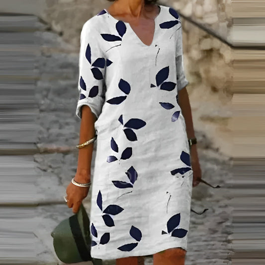 Theresia | Vintage Sommer-Minikleid mit kurzen Ärmeln und V-Ausschnittt | Mini